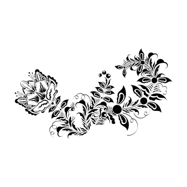 Beautiful Lotus Flowers Black Silhouette Black Line Drawn White Background — Stock Vector
