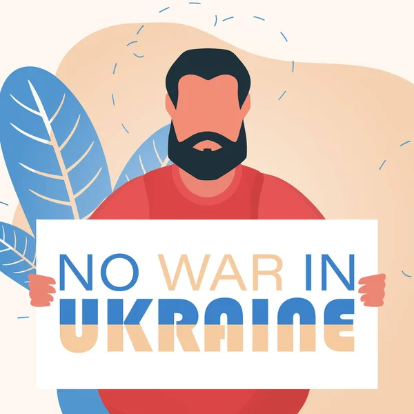 Bărbat Ține Steag Inscripția Rugați Pentru Ucraina Plakan Pentru Pace — Vector de stoc