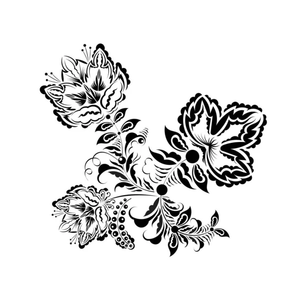 Černobílé Ručně Kreslené Čáry Výtvarné Dekorativní Etnické Květiny Design Kniha — Stockový vektor