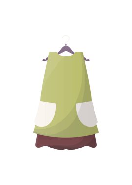 Kadın elbisesi beyaz arka planda izole edilmiştir. Çizgi film tarzı. Vektör.