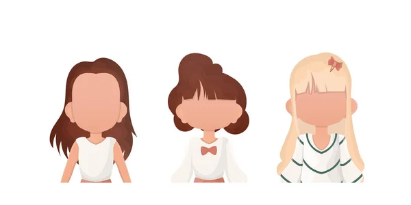 Set Niñas Niño Representa Cintura Alta Aislado Sobre Fondo Blanco — Vector de stock