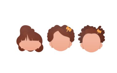 Beyaz arka planda izole edilmiş bir grup kız var. Çizgi film tarzı. Vektör illüstrasyonu.