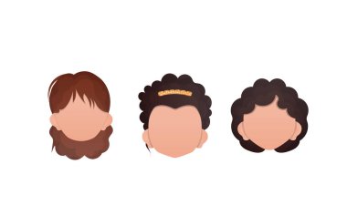 Beyaz arka planda izole edilmiş bir grup kız bebek. Çizgi film tarzı. Vektör illüstrasyonu.