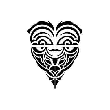 Süslü Viking yüzleri. Polinezya kabile kalıpları. Parmak izi için uygun. İzole edilmiş. Vektör.