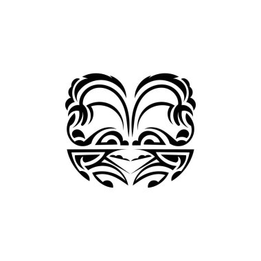 Süslü Viking yüzleri. Polinezya kabile kalıpları. Parmak izi için uygun. İzole edilmiş. Vektör illüstrasyonu.