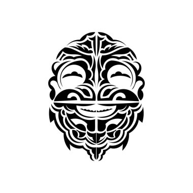 Süslü yüzler. Polinezya kabile kalıpları. Parmak izi için uygun. İzole edilmiş. Vektör.