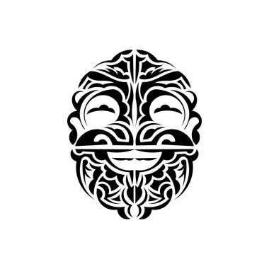 Süslü yüzler. Maori kabilesi kalıpları. Dövmeler için uygun. Beyaz arka planda izole edilmiş. Vektör illüstrasyonu.
