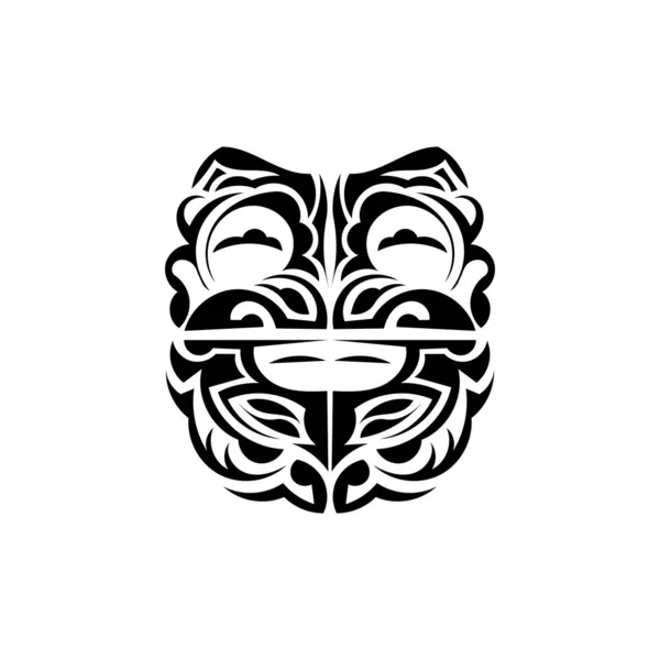 Süslü Viking Yüzleri Polinezya Kabile Kalıpları Dövmeler Için Uygun Beyaz — Stok Vektör