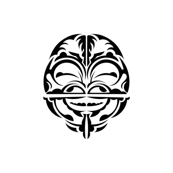 バイキングは観賞スタイルで顔を出します ハワイの部族のパターン 入れ墨に適しています 隔離されてる ベクターイラスト — ストックベクタ