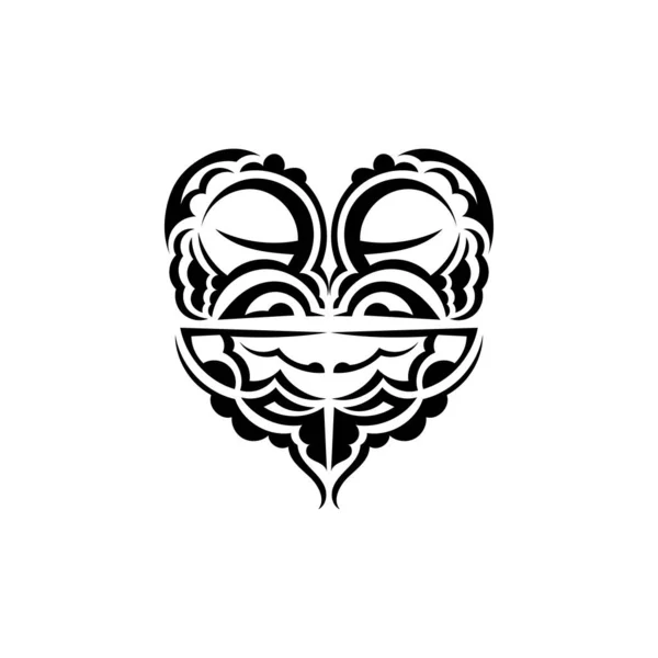 바이킹은 장식적 스타일로 얼굴을 맞대고 하와이 부족의 문신에 적합하다 고립되어 — 스톡 벡터