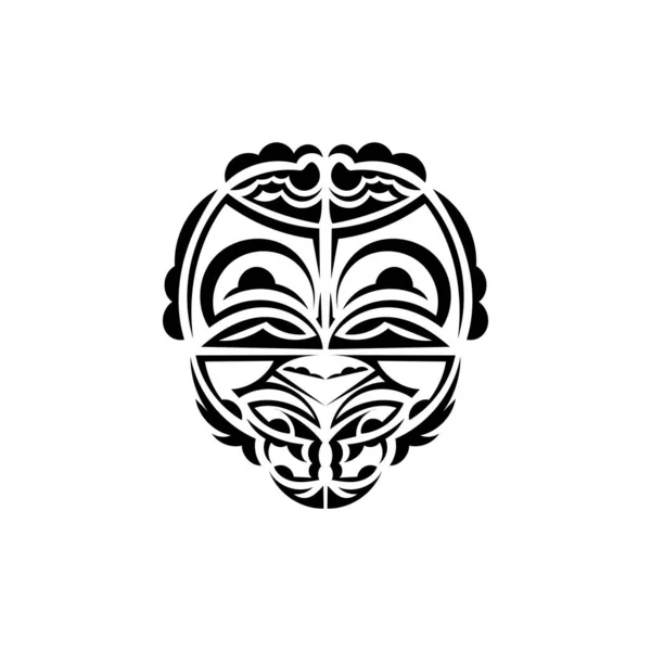 Sierlijke Gezichten Polynesische Stampatronen Geschikt Voor Afdrukken Geïsoleerd Zwarte Ornament — Stockvector