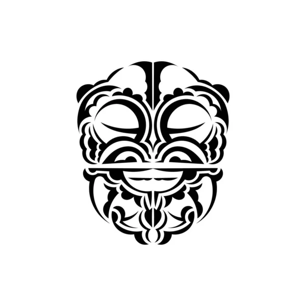 Орнаментальні Обличчя Полінезійські Племінні Моделі Використовується Друку Розташований Білому Тлі — стоковий вектор