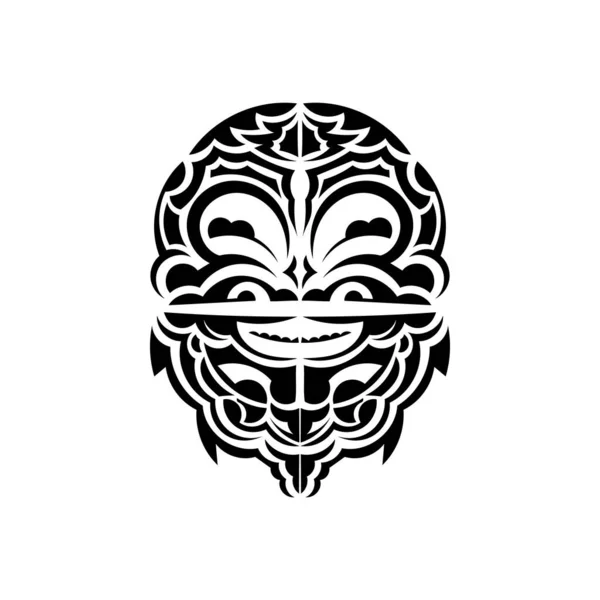 Орнаментальні Обличчя Гавайські Племінні Уподобання Використовується Друку Розташований Білому Тлі — стоковий вектор