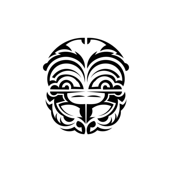 Visages Ornementaux Modèles Tribaux Maoris Convient Pour Les Empreintes Isolé — Image vectorielle