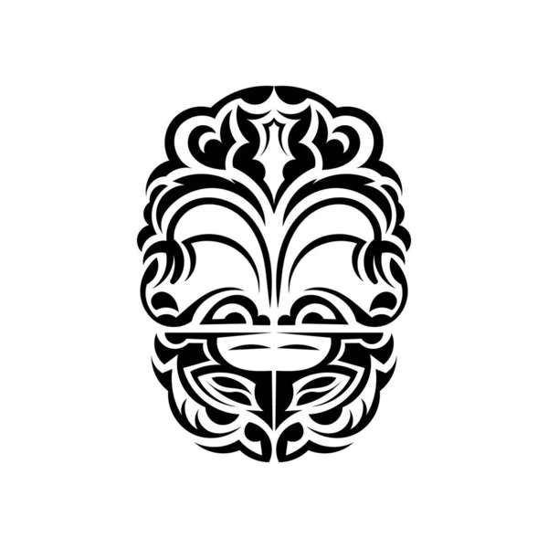 Visages Ornementaux Modèles Tribaux Maoris Convient Pour Les Tatouages Isolé — Image vectorielle