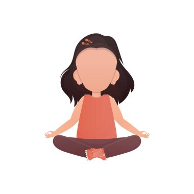 Küçük kız yoga yapıyor. İzole edilmiş. Vektör illüstrasyonu.