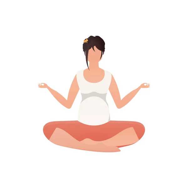 stock vector A woman sits in the lotus position. Isolated. Vector.