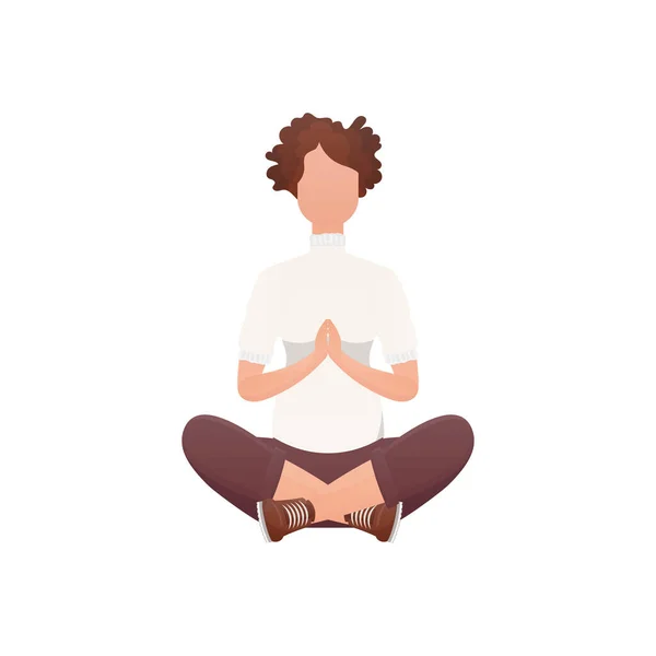 Woman Doing Yoga Lotus Position Isolated Vector Illustration — Stock Vector