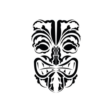 Kalıp maskesi. Geleneksel totem sembolü. Basit bir tarz. Beyaz arkaplan üzerinde vektör.