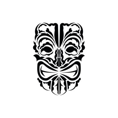Kalıp maskesi. Geleneksel totem sembolü. Polinezya tarzı. Beyaz arkaplan üzerinde vektör.