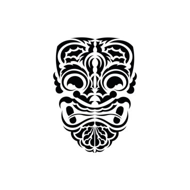 Kalıp maskesi. Geleneksel totem sembolü. Polinezya tarzı. Beyaz arkaplanda izole edilmiş vektör.