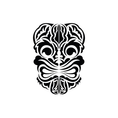 Kalıp maskesi. Geleneksel totem sembolü. Hawaii usulü. Vektör illüstrasyonu beyaz arkaplanda izole edildi.