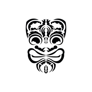 Kalıp maskesi. Geleneksel totem sembolü. Hawaii usulü. Beyaz arkaplan üzerinde vektör.