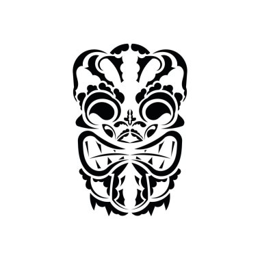 Kalıp maskesi. Eski kabilelerin tarzında siyah dövme. Maori tarzı. Vektör illüstrasyonu beyaz arkaplanda izole edildi.