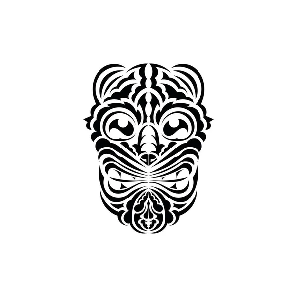 Tribal Mask Black Tattoo Style Ancient Tribes Black Ornament Vector — Stock Vector