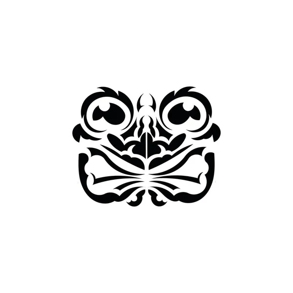 部落面具古代部落风格的黑色纹身 夏威夷风格 在白色背景上孤立的向量图 — 图库矢量图片