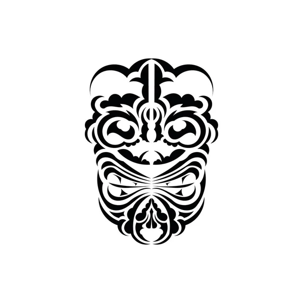 模式面具 古代部落风格的黑色纹身 毛利风格 白色背景下的矢量 — 图库矢量图片