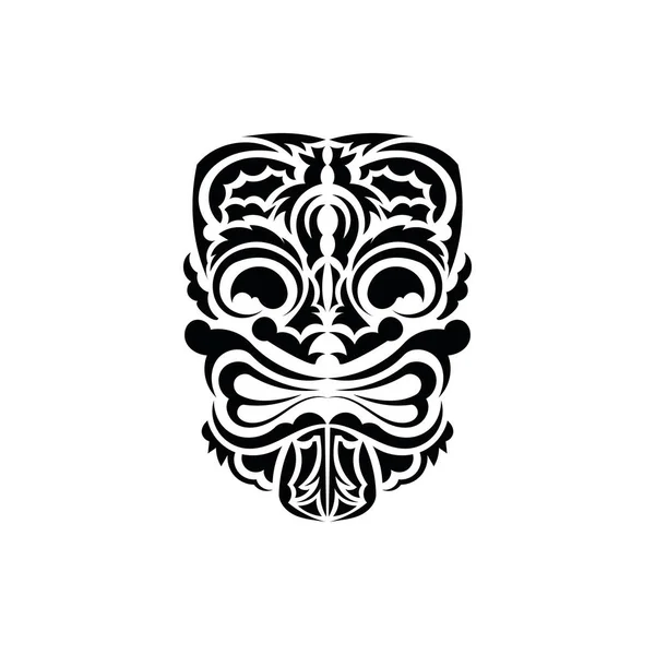 Rosto Viking Orc Símbolo Totem Tradicional Ornamento Preto Vetor Isolado — Vetor de Stock