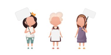 Küçük Kız 'a boş afiş ver. Vektör.