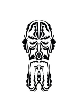 Samuray bir maske bir fantezi vektör görüntü. Geleneksel bir Japon maskesi çizimi. Efsanevi iblis. Siyah kabile dövmesi. Vektör çizimi.