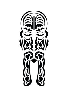 Geleneksel kabile tarzında yüz. Dövme şablonu hazır. Düz stil. Vetcor.