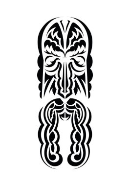 Eski kabilelerin tarzında bir yüz. Dövme izleri. İzole edilmiş. Vetcor.