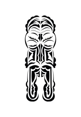 Eski kabilelerin tarzında bir yüz. Dövme izleri. Beyaz arka planda izole edilmiş. Vetcor.