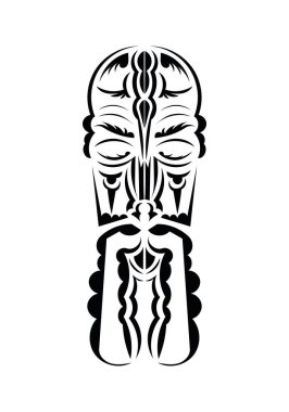 Eski kabilelerin tarzında bir yüz. Dövme izleri. Düz stil. Vetcor.