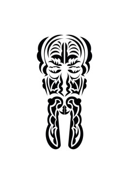 Eski kabilelerin tarzında bir yüz. Siyah dövme izleri. İzole edilmiş. Vetcor.