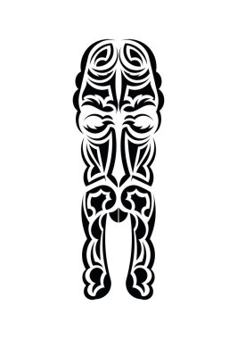 Eski kabilelerin tarzında bir yüz. Siyah dövme izleri. İzole edilmiş. Vektör illüstrasyonu.