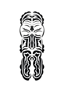 Eski kabilelerin tarzında bir yüz. Siyah dövme izleri. Düz stil. Vetcor.