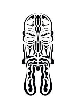 Eski kabilelerin tarzında bir yüz. Dövme şablonu hazır. İzole edilmiş. Vetcor.