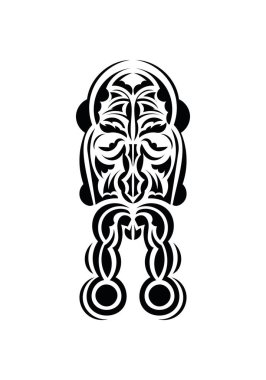 Eski kabilelerin tarzında bir yüz. Dövme şablonu hazır. Düz stil. Vetcor.