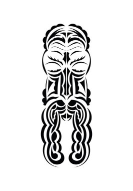 Eski kabilelerin tarzında bir yüz. Dövme şablonu hazır. Düz stil. Vektör illüstrasyonu.