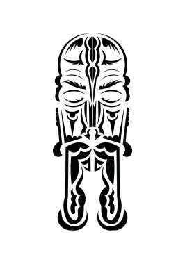 Maori tarzı bir yüz. Dövme izleri. İzole edilmiş. Vektör illüstrasyonu.