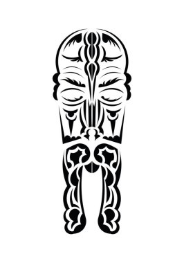 Polinezya tarzı yüz. Dövme izleri. İzole edilmiş. Vektör illüstrasyonu.