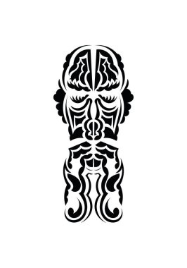 Polinezya tarzı yüz. Siyah dövme izleri. İzole edilmiş. Vetcor.