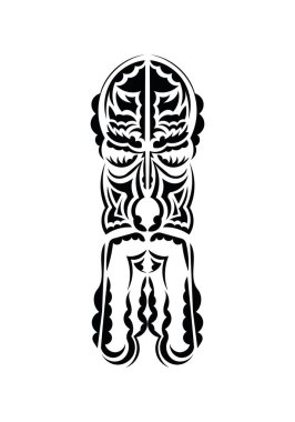 Polinezya tarzı yüz. Siyah dövme izleri. İzole edilmiş. Vektör illüstrasyonu.