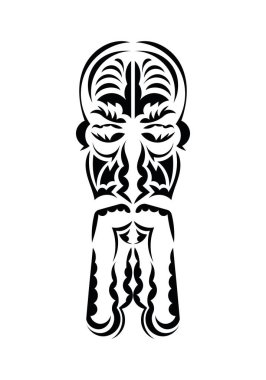 Polinezya tarzı yüz. Siyah dövme izleri. Düz stil. Vetcor.