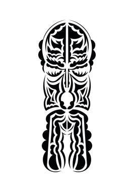 Polinezya tarzı yüz. Dövme şablonu hazır. İzole edilmiş. Vetcor.